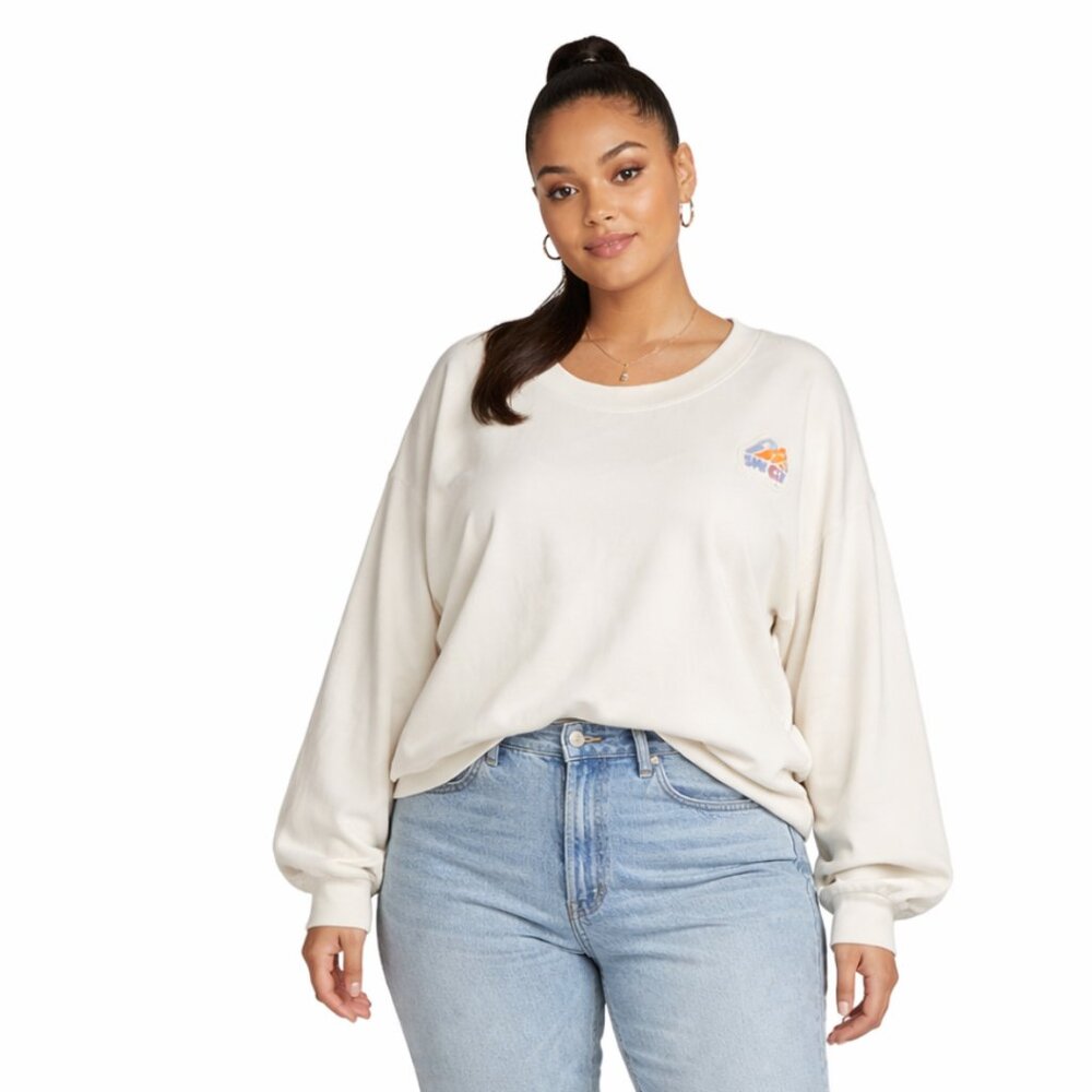 NWT All in Motion Women's plus Ivory Core Fleece Crew Cropped Sweatshirt Size 4x